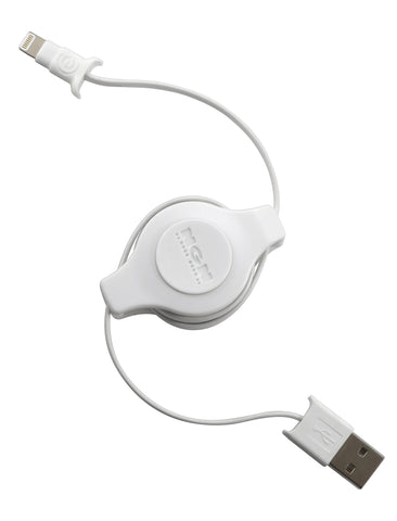 Apple Certified Retractable Lightning Cable | Charge and Sync Lightning® to USB - 3.5 Feet | White