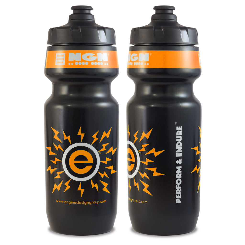 NGN Sport – High Performance Bike Water Bottles – 24 oz | Black & Fluoro Lava Orange (2-Pack)