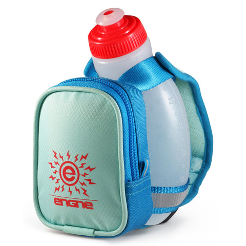 Running Water Bottle Handheld | Hydration Bottle & Pack with Zippered Pocket - 10 oz (Parrotfish Blue)