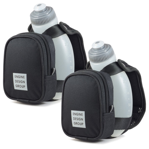 NGN Sport® - Running Water Bottle Handheld | Hydration Bottle & Pack with Zippered Pocket - 10 oz | Black (2-Pack)
