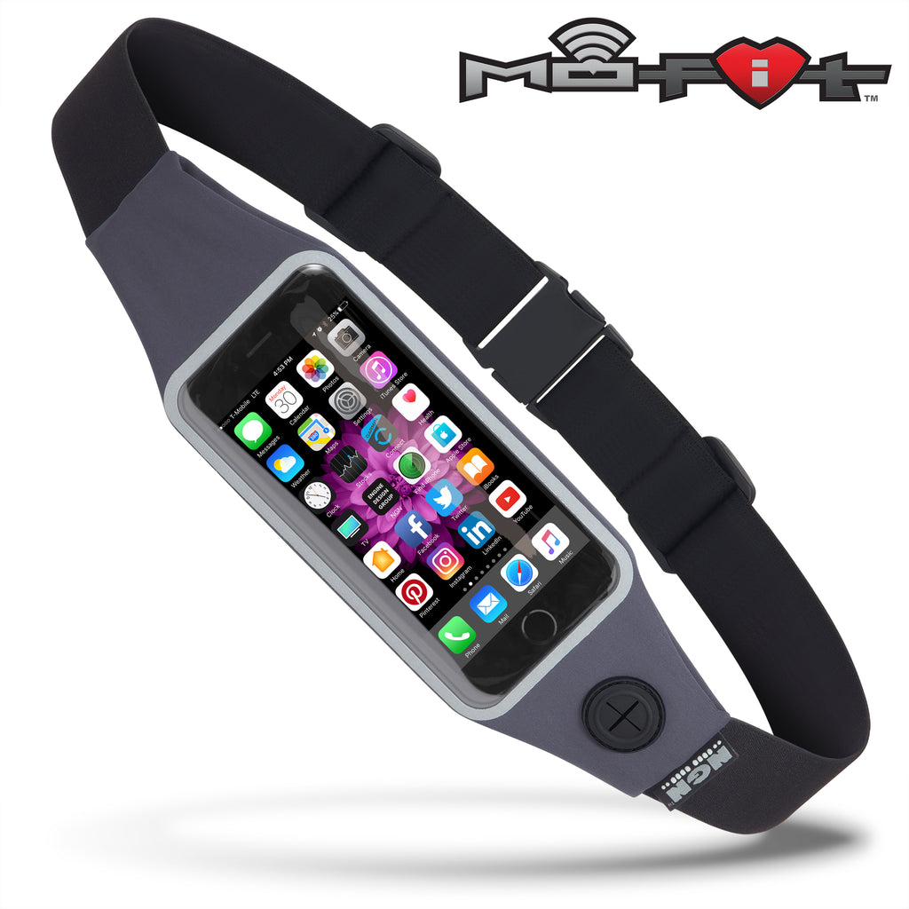 Mo-Fit® Waist Pack / Running Belt for iPhone, Android and most Smartphones | Steel Gray