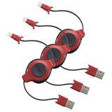 Apple Certified Retractable Lightning Cable | Charge and Sync Lightning® to USB - 3.5 Feet | Garnet Red (3-Pack)