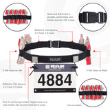 NGN Sport - Race Number Belt for Triathlon, Marathon, Running, Cycling - 10 Gel Loops | Black